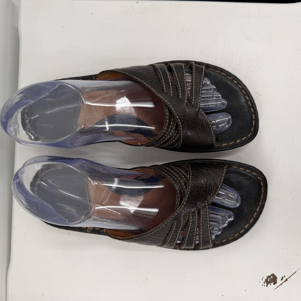 Born Sandals Womens 7 Black Leather Slide Comfort Slip On Casual Shoes - Picture 4 of 12